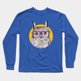 Smart Owl Glasses Portrait Long Sleeve T-Shirt